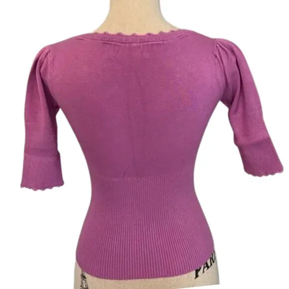 Plugg Vintage Y2K Ribbed Lace-up Sweater Pink/Purple Size Small - Picture 4 of 7